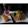 Kid's plate - fried noodles and spring rolls